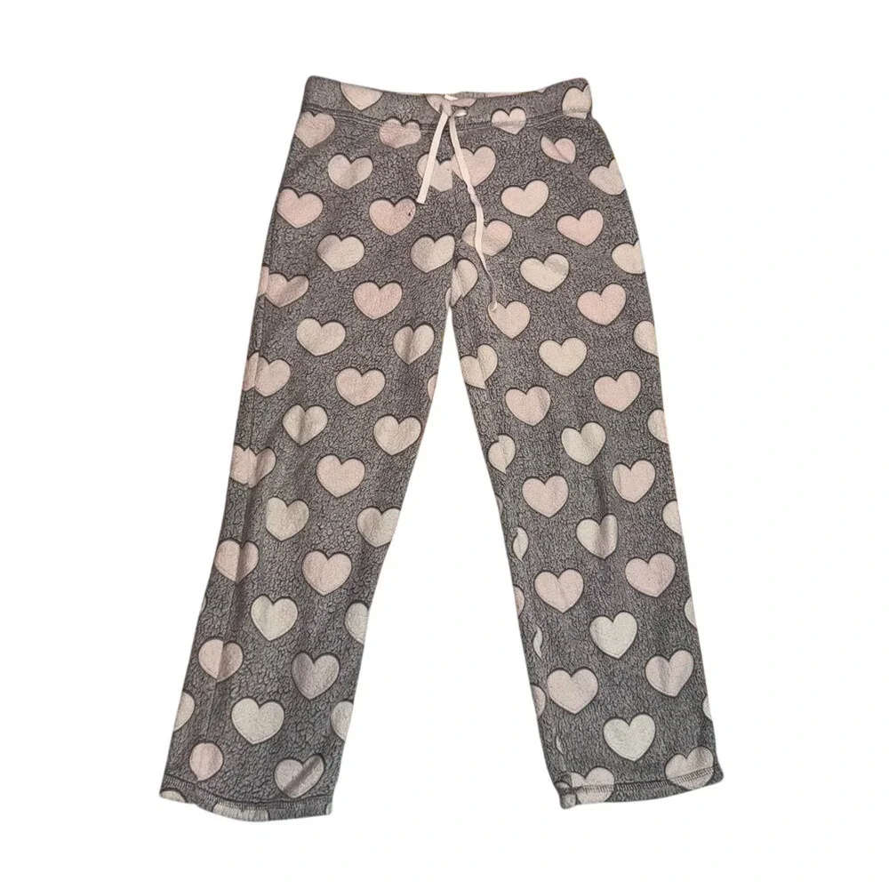 Secret Treasures Girls Gray Heart Polar Fleece Pajama Pant Size M 8-10 Sleepwear